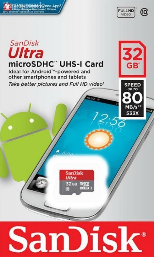 Карта памяти microsd sandisk ultra 64gb uhs i sdsqunr 064g gn3mn