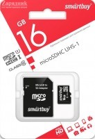   MicroSDHC 16 Gb SmartBuy class 10 UHS-I / SB16GBSDCL10-01 - Zk -    ,   