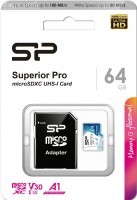   MicroSDXC 64 Gb Silicon Power class 10 100Mb/s Superior Pro A1 /R/W100/80Mb/s/SP064GBSTXDU3V20AB - Zk -    ,   